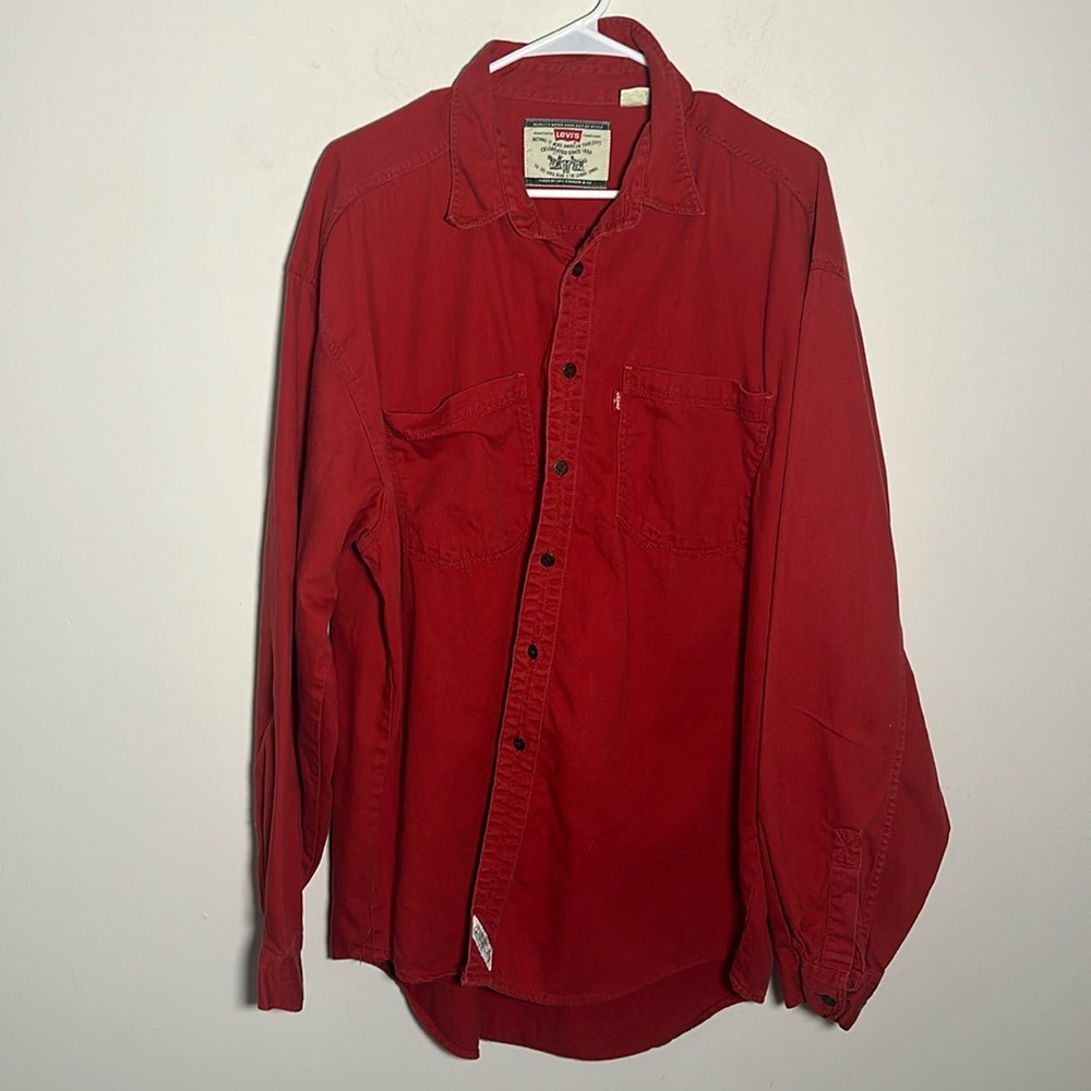 Levis red button down shirt